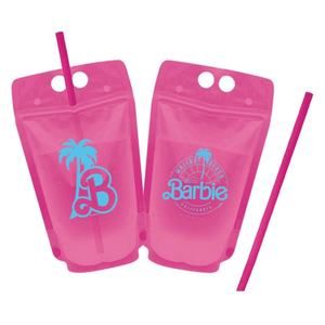 New Barbie Malibu Beach Drink Pouches (8 pouch set With Straws)